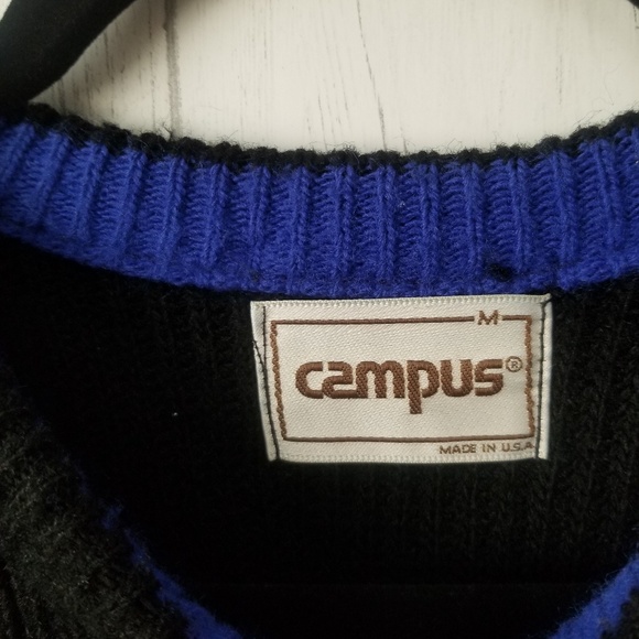 VTG CAMPUS Striped Sweater Coogi Style Size Medium - Picture 4 of 6